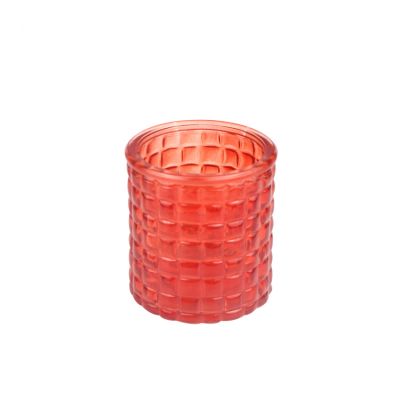 Red glass votive candle holder glass tealight candle jar for decoration