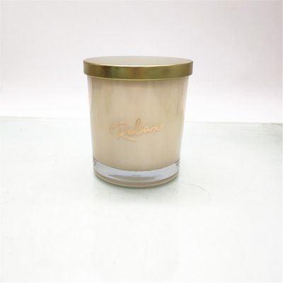 420 ml new style glass jar with color glass candle holders with metal lid