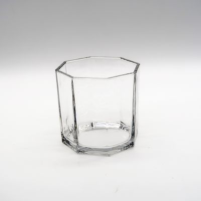 Octagonal Shape Glass Candle Holder Large Glass Jar For Candle Making Wedding And Ceremony Custom Color Candlestick