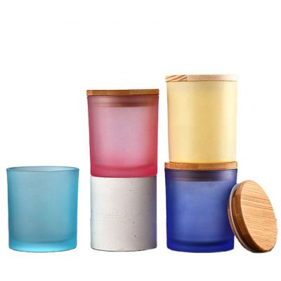 Wholesale custom frosted scented glass wax candle jar with lid for home/wedding decoration