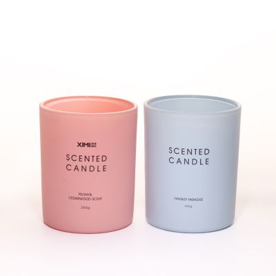 Wholesale home Decoration empty color candle container wedding candle holder frosted glass candle jars custom