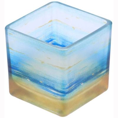 Dand made high quality wedding empty square glass candle jar for candle making