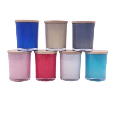 wholesale glass custom print vogues candl jars with wooden lid