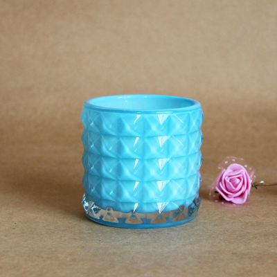 Factory blue glass candle jar for home decoration