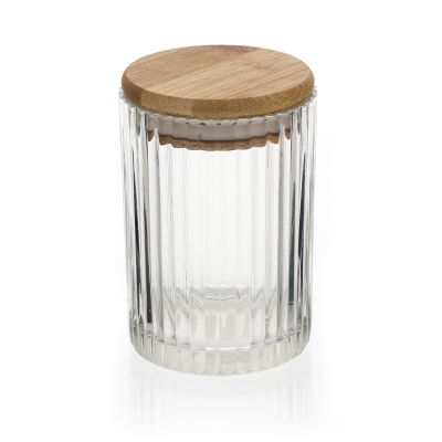 Luxury Mini 6oz 8oz Transparent Empty Candle Jars with Bamboo Wooden Lids