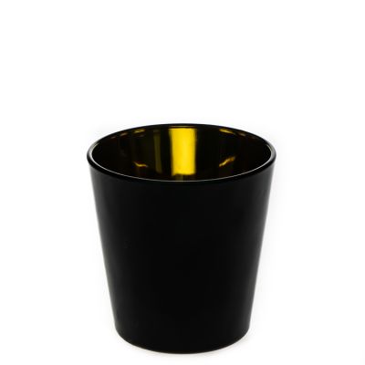 Luxury Design Round 160ml Glass Candle Cup / 5.5oz Black Gold Coloured Glass Candle Jars for Sale