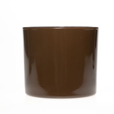 New Design Short Cylinder Amber 260ml Glass Candle Jar / 8oz Empty Candle Holder Wholesale