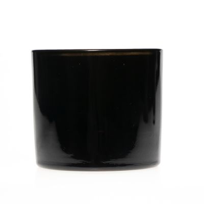 Wedding Decorative Crystal 260ml Short Round Glassware 8oz Black Glass Candle Holder / Candle Jar Wholesale