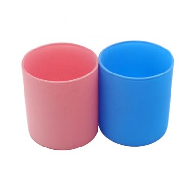 Factory Wholesale Empty Colorful Frosted Glass Candle Jar For Decoration
