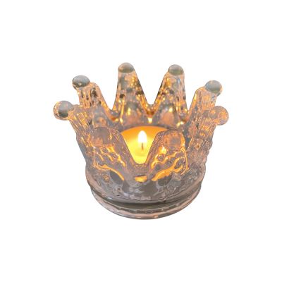 Crown Shape Wedding Engagement Ring Jewelry Holder Glass Candle Tealight Holder for Valentine's Day