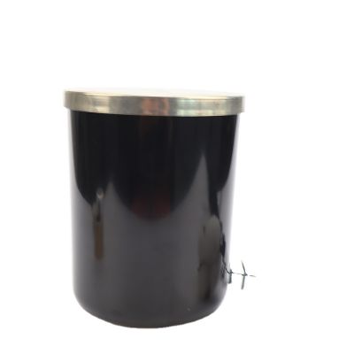 20oz 600ml Round Bottom Frosted Shinny Glossy Black Candle Holder Black Matte Candle Jars with Metal Lid