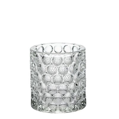 Prompt Delivery Clear Empty Glass Candle Jar Embossed Decorative Candle Holder Luxury