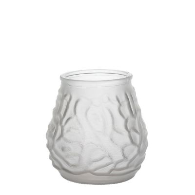Good Price OEM 350ml Embossed Transparent Round Matte Candle Holders For Sale