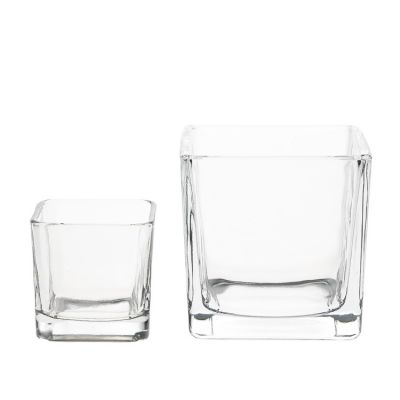 Good Price 250ml Transparent Empty Square Glass Cube Candle Holders In Bulk