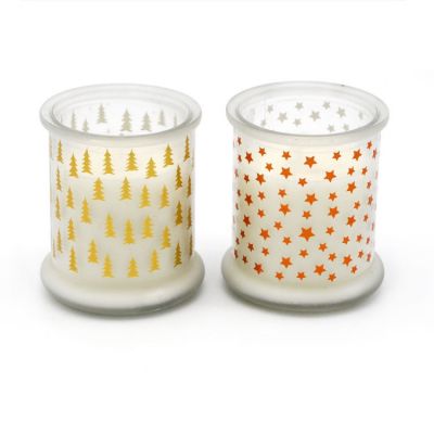 Fashion design empty glass candle jars with printing