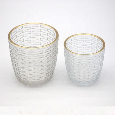 Hot Selling Multi-Colored Gold-Rimmed Advanced Glass Tea Candle Holder
