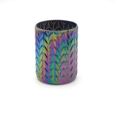Hot Selling Multi-Colored Multicoloured Plating Beautifully Glass Tinted Glass Candlestick Jar