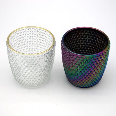 Factory Direct Sales Multi-Colored Gold-Rimmed Beautifully Glass Crystal Candle Holder