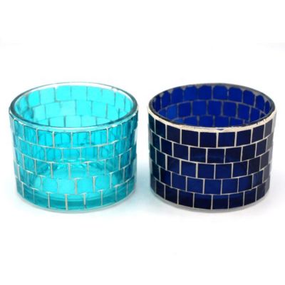 Factory Direct Sales Multi-Colored Mosaic Patch Beautifully Glass Decorating Candle Holder Candle Jar