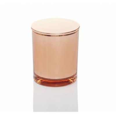 10oz 12oz Luxury Rose Gold Empty Glass Candle Jar With Lid Metallic For Candle Making