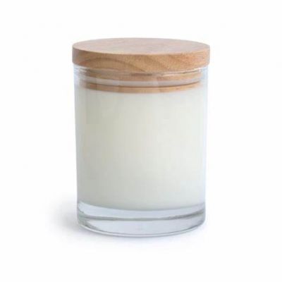Home Decor 10oz Empty Gloss White Candle Glass Jars With Lid Wooden For Candle Making