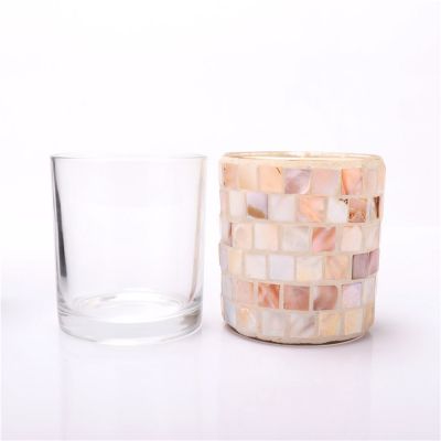 Unique design pearl decorative glass candle jar for candle making with lids