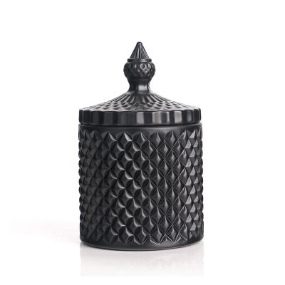 Modern Fashionable Matte Black Candle Jar With Glass Lid