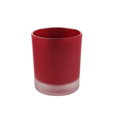 8oz Small Size Frosted Red Glass Jar Candle With BamBoo Lid