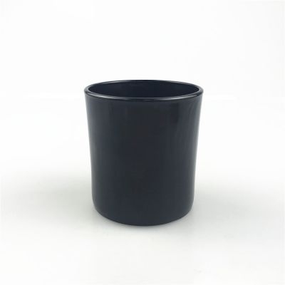empty black candle jar glass container with wood lid