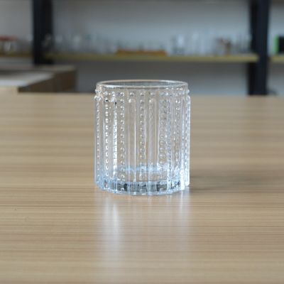 Custom ribbed glass candle container for tealight /soy wax