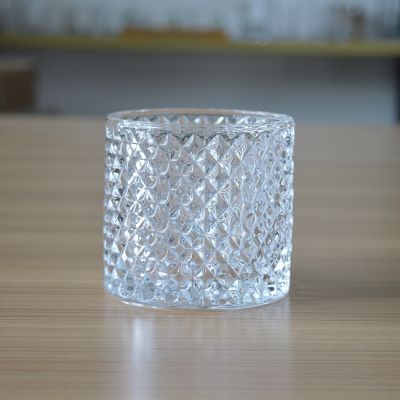 High range diamond pattern glass candle holder