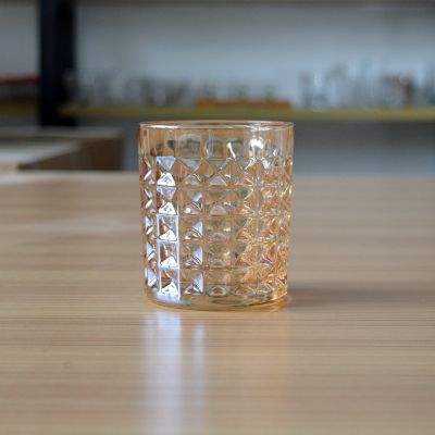 Custom diamond rainbow color glass candle jar with 300ml volume