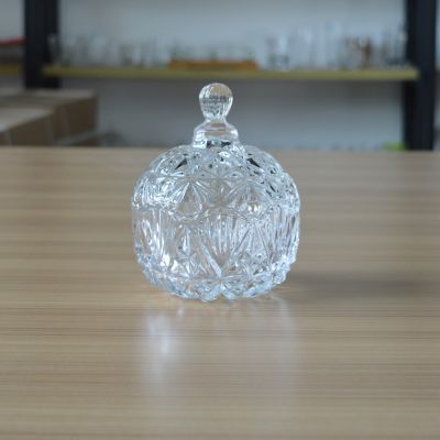 Household engraved luxury glass sugar jar candy jar with lid