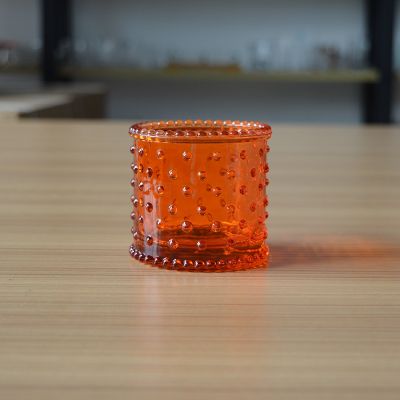 Western amber embossed retro glass cup for candle