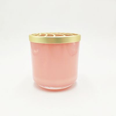 Wholesale Luxury Empty Customized Pink Glass Jars For Candle Making,glass candle jar with gold metal lid
