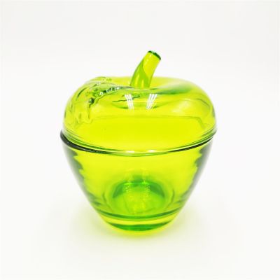 Turquoise color glass jar apple shaped glass candle jar on sale