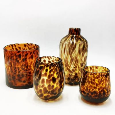 Manual Processes Decorative Leopard Candle Votive Container Unique Candle Vessel Jar Wholesale Wine Glasses