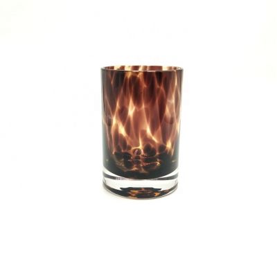 Wholesale Cheap Price Fancy Leopard Design Glass Candle Container Vessel Jars For Candle Making