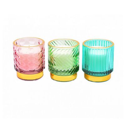 Wholesale Fragrances Luxury Colored Clear Glass Candle Jar With Lid