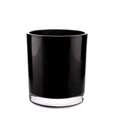 Glossy black and glossy white candle cup frosted glass candle jar with wood lid