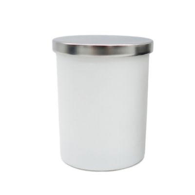Matte Black White Custom Glass Candle Jar Container With Metal Lid