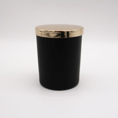 Black Large Luxury Custom Glass Jar For Candle With Metal Lids In Bulk