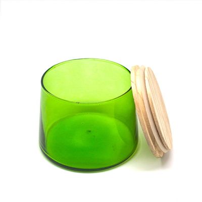 High quality colored empty largeglass candle jar with lid