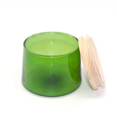 green Glass candle jar with lid