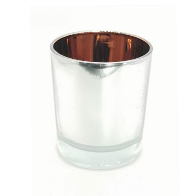 Custom Glass Electroplating Candle Holder Sliver Glass Candle Jars For Home Wedding Decor