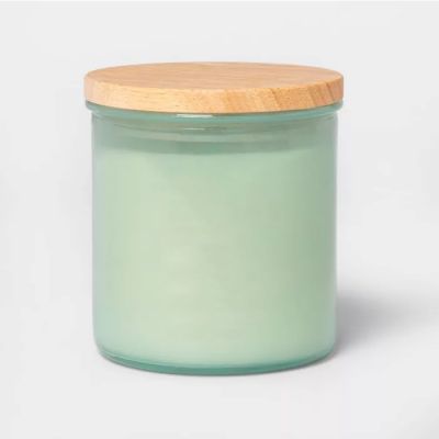 Wholesale Recycled Color Glass Candle Jars with Bamboo Lid