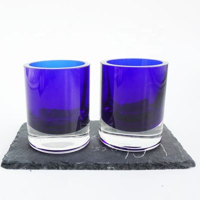 160ml unique empty solid blue glass candle jar thick candle containers for hotel