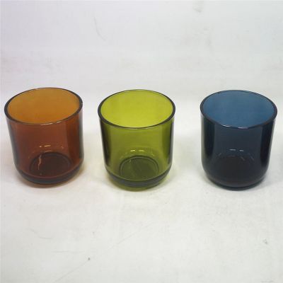 4oz 6oz home decor glass candle holder glossy amber green blue