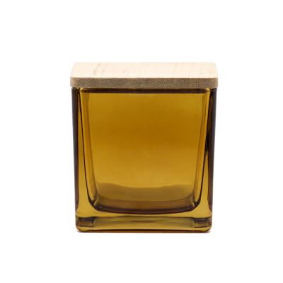 8oz 10oz sprayed glossy amber square glass candle jar