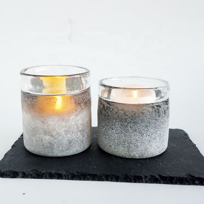 Wholesale 8oz 10oz handmade grey sandblasted glass candle tumbler jar for candle wax